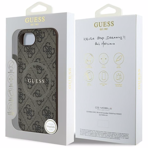 GUESS ümbris jaoks IPHONE 16e (SE 4 2025) compatible with MagSafe GUHMPSE4G4GFRW (PU 4G Ring Classic Logo) brown