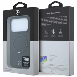 Mercedes MagSafe nahast ümbris rõngasalusega mudelitele iPhone 18 Pro / 17 Pro, must