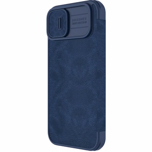 Nillkin Qin Nahast Pro Case iPhone 14 Plus kaamerakate Holster Cover Flip Case Sinine