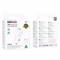 Borofone autolaadija BZ34 Cloud - USB - QC 3.0 18W koos USB C-tüüpi kaabliga valge