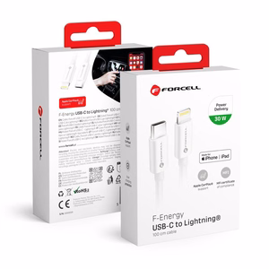 Кабель USB C - Lightning Forcell F-Energy MFi PD 3A 30W 1 м C901 белый