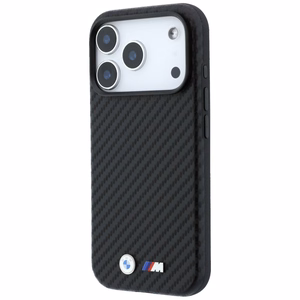 BMW kaitseümbris seadmele iPhone 18 Pro Max / 17 Pro Max: (Carbon Metal Logo), MagSafe'iga ühilduv, värv: must