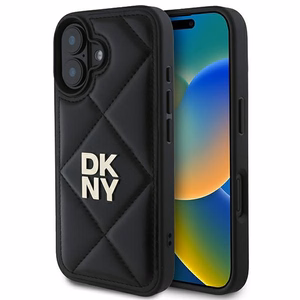 DKNY Quilted Stack Logo iPhone 16 Ümbris - Must
