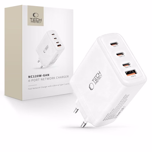 Tech-Protect NC120W-GAN 4-portiline 120W seinalaadija - valge