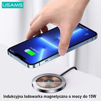 USAMS juhtmevaba laadija US-CD183 magnetic 15W aluminium must CD183CDX01