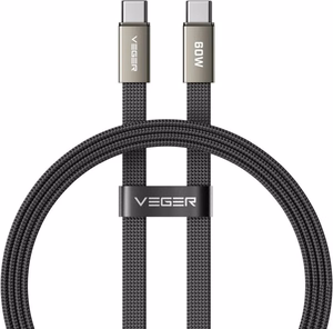 Lame kaabel tüüp C – tüüp C VEGER PD 3A 60W CC06-MTB 1,2 m must