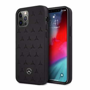 Mercedes nahast tähtede mustriga ümbris iPhone 12 Pro Max'ile - must