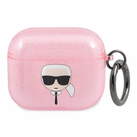 Karl Lagerfeld Glitter Karl's Head ümbris AirPods 3 jaoks - roosa