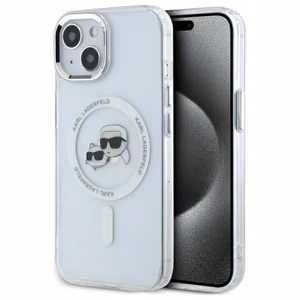 Karl Lagerfeld IML Metal Karl&Choupette Head MagSafe iPhone 14 Ümbris - valge
