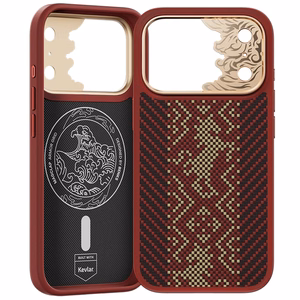 Punane Benks Magnetic Armor Pro Knight kevlari ja metallraamiga ümbris (C.K.FL.AP.GD.BA72) mudelitele iPhone 18 Pro / iPhone 17 Pro Camera Controli nupuga