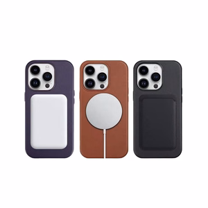 Кожаный чехол Mag Apple iPhone 16 Plus тёмно-фиолетовый