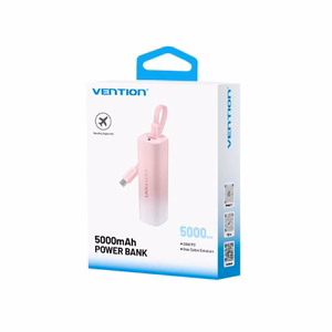 Powerbank 5000mAh Vention FHWR0 20W + USB-C salamakaabel (roosa)