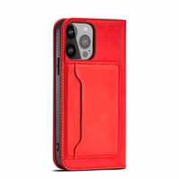 Magnetkaardi ümbris iPhone 14 Pro Max flip cover rahakoti statiiv punane