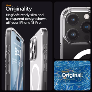 SPIGEN ümbris ULTRA HYBRID MAG compatible with MagSafe jaoks IPHONE 15 Pro valge