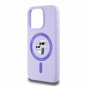 Karl Lagerfeld Silicone Karl&Choupette Heads Ring MagSafe Ümbris jaoks iPhone 15 Pro - Lilla