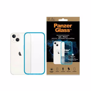 PanzerGlass ClearCase antibacterial ümbris with Military Grade certificate jaoks iPhone 13 / 14 / 15 - läbipaistev sinine