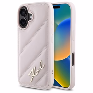 Karl Lagerfeld Quilted Signature iPhone 16 Ümbris - roosa