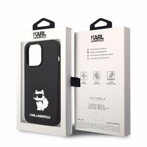 Karl Lagerfeld Silicone Choupette ümbris jaoks iPhone 14 Pro Max - must