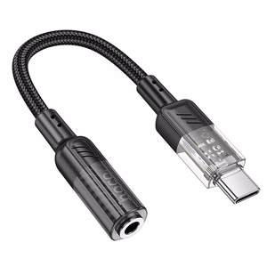 adapter AUX USB C do Jack 3,5 mm Hoco 0,15 m LS37 transparentny must