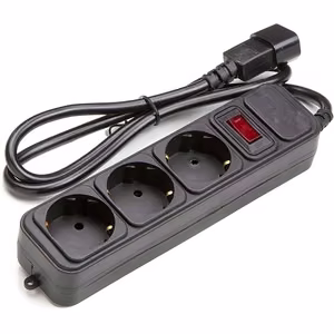 UPS-Rated Extension Cord 1m, 3 sockets, koos switch, must