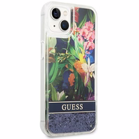 Guess GUHCP14MLFLSB iPhone 14 Plus 6.7 "sinine / sinine hardcase Flower Liquid Glitter