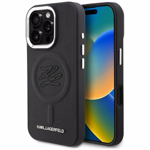 Karl Lagerfeld инициалы и металлический логотип MagSafe чехол iPhone 16 Pro - черный