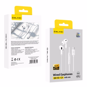 Blavec BHS-01 USB-C kõrvasisesed kõrvaklapid mikrofoni ja DAC-iga (BHS01-W), valged