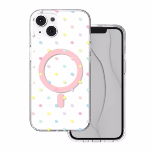 Bubble Dots Mag ümbris iPhone 13 / 14 6,1" jaoks, valge