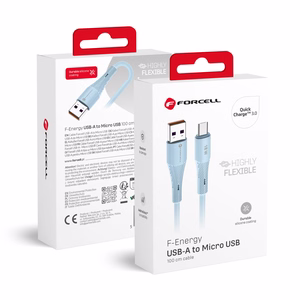 Kaabel USB A to Micro USB Forcell F-Energy QC3.0 2,4A 18W Silikoon 1 m C341 sinine