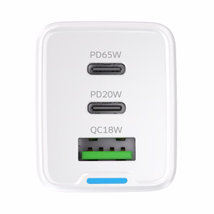 Wozinsky GaN 65W Laadija koos USB-A 2xUSB-C Ports koos 65W USB-C Kaabel - valge
