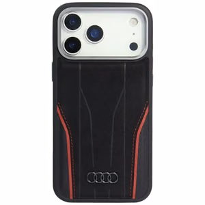Audi R8 Genuine Leather MagSafe чехол iPhone 17 Pro - черный и красный