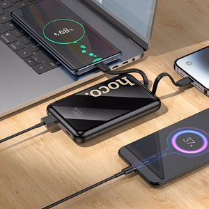 Akupank Hoco 10000 mAh QC PD 22,5W sisseehitatud kaablitega USB C + Lightning Q37 must