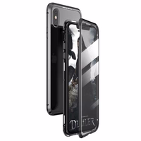 Wozinsky Full Magnetic Case Full Body Front ja Back Cover sisseehitatud klaasiga Vivo X60 jaoks must-transparentne