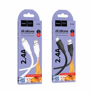 Силиконовый кабель USB A – Lightning Hoco 2,4A 1 m X124 черный