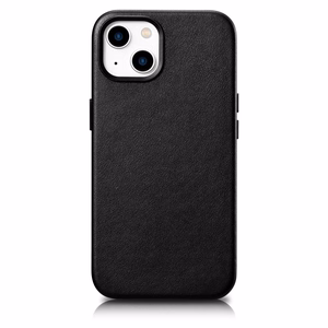 iCarer Case nahast ümbris iPhone 14 Plus'ile ehtne nahast ümbris must (ühildub MagSafe'iga)