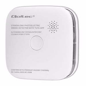 Qoltec 52579 Juhtmevaba suitsuandur akuga | Tuya | Wi-fi | anduri tööiga 10 aastat | alarm 85dB | LED