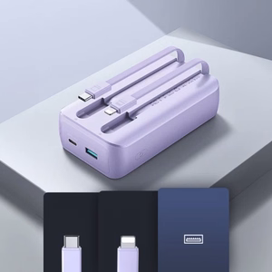 Akupank Joyroom JR-PBC07 violetne 20000mAh 30W (PD / QC3.0) + integreeritud Type-C / Lightning kaablid