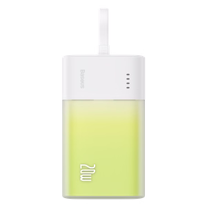 Baseus Popsicle 5200mAh 20W Powerbank sisseehitatud Lightning kaabliga (+ valge Baseus Simple USB-C - USB-C 60W/20V/3A/30cm kaabel) - valge-roheline