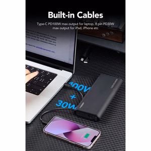 Powerbank Veger TCE130 (W2503) PD 130W 25000 mAh with built-in Type C cables / Lightning black