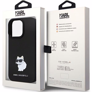 Karl Lagerfeld KLHCP14LSMHCNPK case for iPhone 14 Pro - black Silicone C Metal Pin
