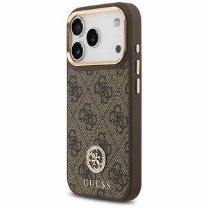Guess 4G Strass Logo & Big Strap Metal Buttons MagSafe Ümbris jaoks iPhone 17 Pro - Brown