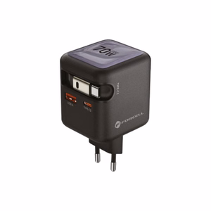 Phone laadija Forcell F-Energy GaN USB C + USB A + retractable kaabel USB C PD QC4.0 3A 70W VT-R7 hall