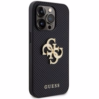 Guess Leather Perforated 4G Glitter Logo Ümbris jaoks iPhone 15 Pro - must