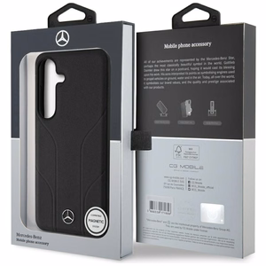 Mercedes Leather Debossed Lines MagSafe ümbris jaoks Samsung Galaxy S25+ - must