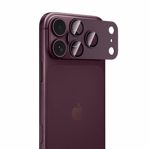 Tech-Protect Camfull Fit+ karastatud klaasist kaamerakaitse iPhone 18 Pro Max jaoks, bordoopunane