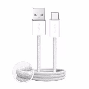 Puro Fabrik 2.0 10W USB-A - USB-C Braided Kaabel 1.5m - valge