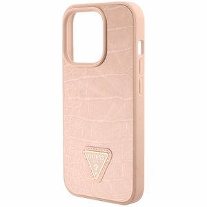 Guess Croco Triangle Metal Logo ümbris jaoks iPhone 15 Pro - roosa