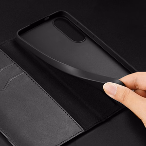 Чехол Dux Ducis Hivo для Samsung Galaxy S25 Edge с откидной крышкой и RFID-защитой - чёрный