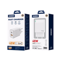 JELLICO seina laadija C107 GaN PD 45W 1xUSB-C + 1xUSB QC3.0 valge