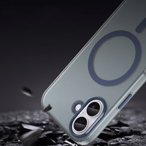 Magnetic Abrasive iPhone 17 Ümbris Compatible with MagSafe - Matt Sinine